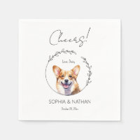 Corgi Chien Mariage simple Cocktail Napkins