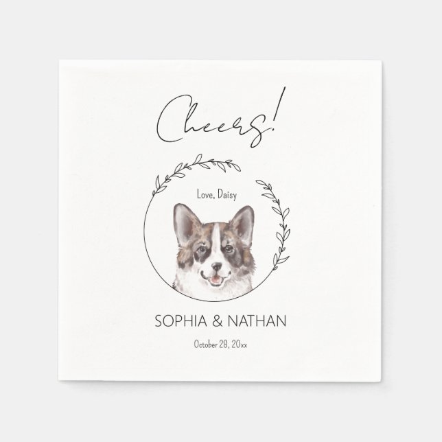 Serviette En Papier Corgi Chien Mariage simple Cocktail Napkins (Devant)