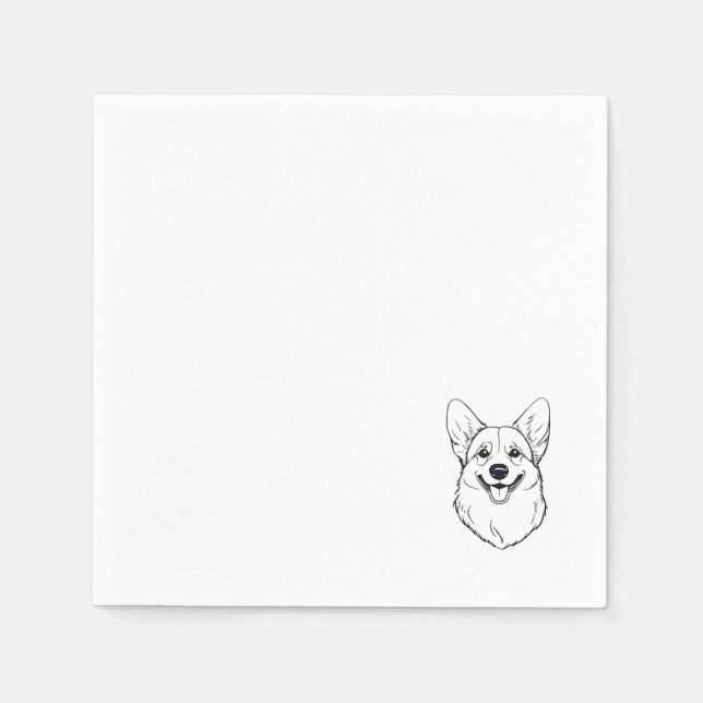 Serviette En Papier Corgi Cocktail Napkin (Devant)