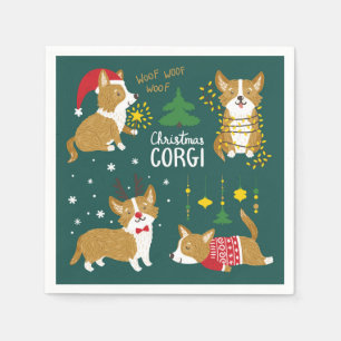 Serviette En Papier Corgi de Noël   ouaf ouaf Woof