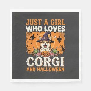 Serviette En Papier Corgi Halloween Sorcière Fille Horreur Vintage