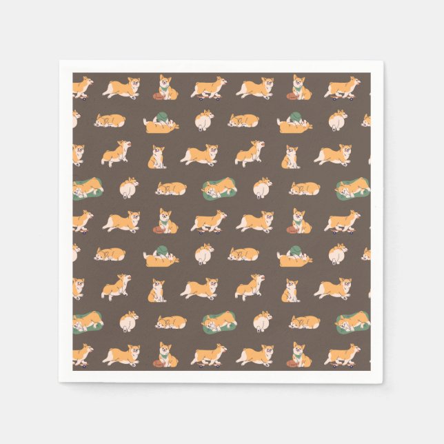 Serviette En Papier Corgi joyeux (Devant)