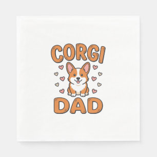 Serviette En Papier Corgi Papa Gravure Vintage T-Shirt pour Amoureux d