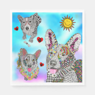 Serviette En Papier Corgi serviettes mignonnes et colorées