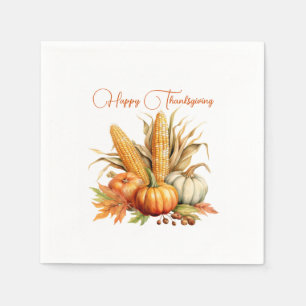 Serviette En Papier Corn traditionnel et Bon thanksgiving Citrouille