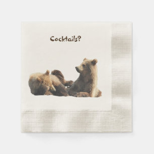 Serviette En Papier Corneille à queue de Cocktail avec oursons grizzl