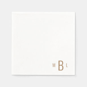 Serviette En Papier Corner Gold Monogramme Simple police moderne Cockt