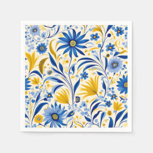 Serviette En Papier Cornflower Blue et Jaune Feuille Motif