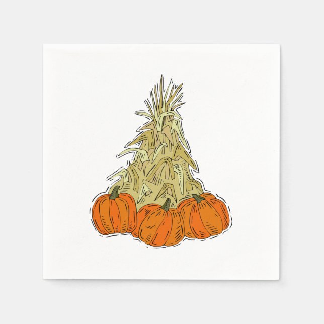 Serviette En Papier Cornouailles d'automne Citrouille (Devant)