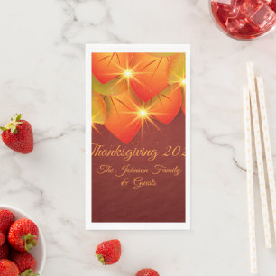 Serviette En Papier Correspondance Thankgiving Orange Leaf Nom année