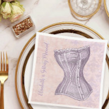 Corset victorien damassé rose violet de style vint