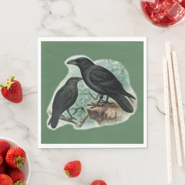 Serviette En Papier Corvids - Blackbird Raven (En situation)