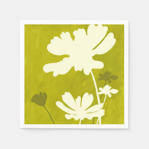 Serviette En Papier Cosmos Floral Silhouette Vert Lime Maison Été 