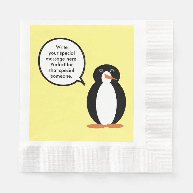 Serviette En Papier Costume de naissance parlant Mme Pingouin Personna (Devant)