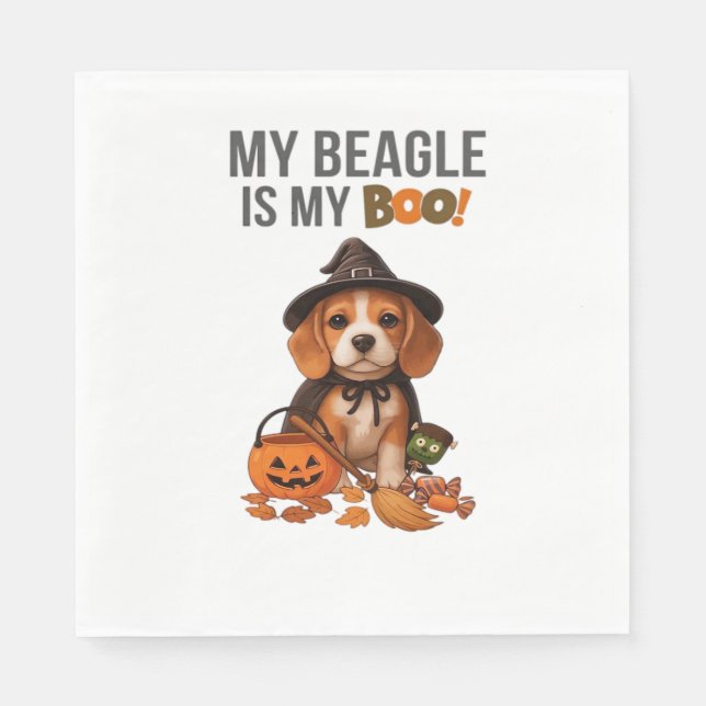 Serviette En Papier Costume d'Halloween beagle Mon Beagle est Mon Chie (Devant)