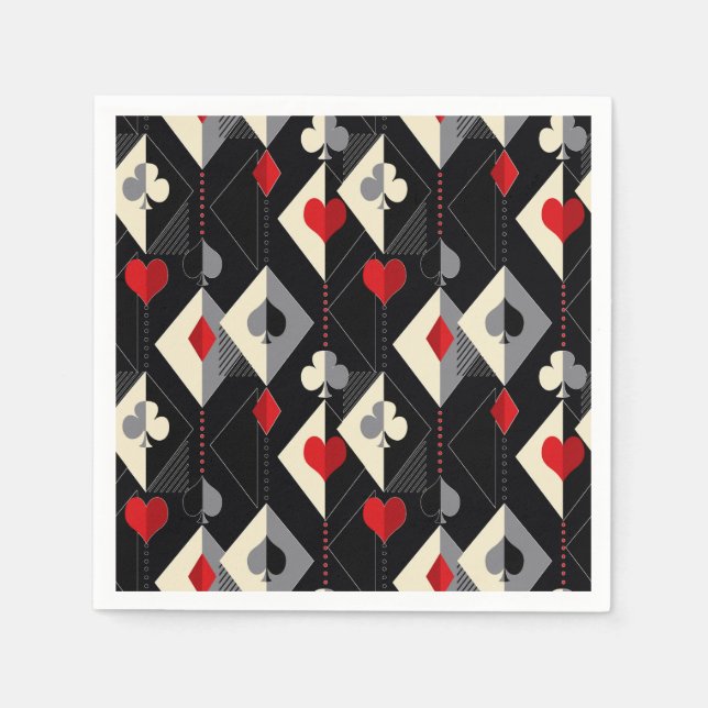 Serviette En Papier Costumes de jeu de cartes en poker. (Devant)