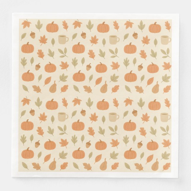 Serviette En Papier Cosy épice Citrouille Automne Motif sans couture (Devant)