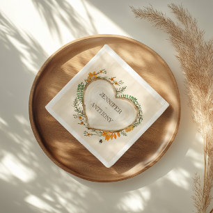 Serviette En Papier Cosy Woodland Cottagecore Mariage de coeur en bois