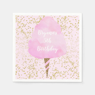 Serviette En Papier Coton rose Bonbons & Gold Confetti fête d'annivers