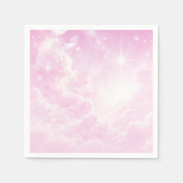 Serviette En Papier Coton rose Bonbons Nuages Starry Sky Anniversaire (Devant)
