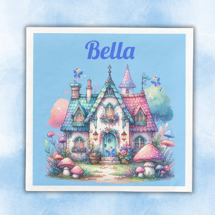 Serviette En Papier Cottage rose et bleu Cottage Core Monogramme sur b