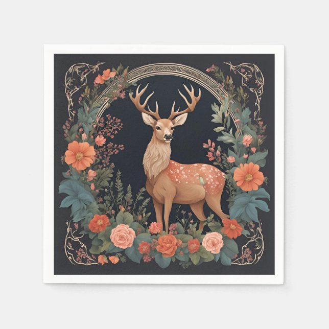 Serviette En Papier Cottagecore Cerf Mignon (Devant)