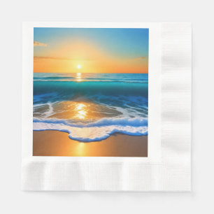 Serviette En Papier Coucher de soleil au bord de la mer