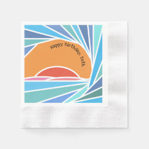 Serviette En Papier Coucher de soleil dans la vague de baril