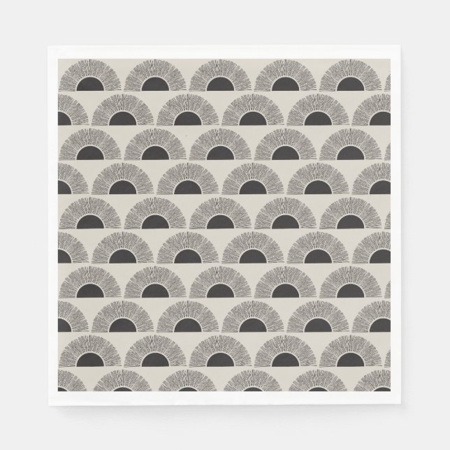 Serviette En Papier Coucher de soleil noir et beige moderne Motif d'ar (Devant)