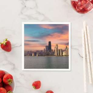 Serviette En Papier Coucher de soleil profond Chicago 