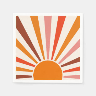 Serviette En Papier Coucher de soleil rétro Coucher de soleil orange j