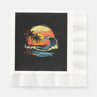 Serviette En Papier Coucher de soleil Rétro Tropical Vintage Plage Pal