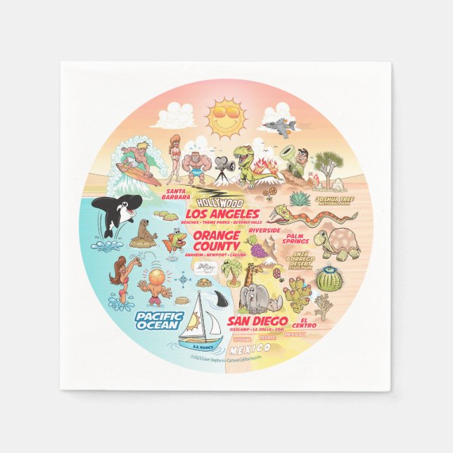 Serviette En Papier Coucher de soleil SoCal (Devant)