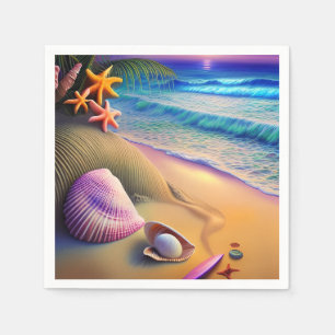 Serviette En Papier Coucher de soleil sur la plage de l'Imaginaire tro
