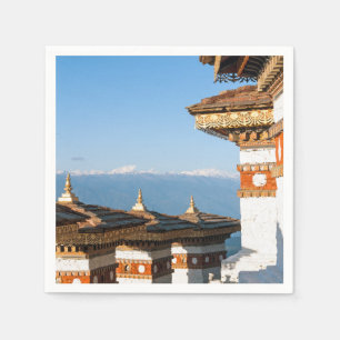 Serviette En Papier Coucher de soleil sur le col de Dochula - Bhoutan,