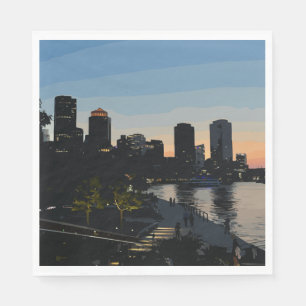 Serviette En Papier Coucher de soleil sur le quartier maritime de Bost