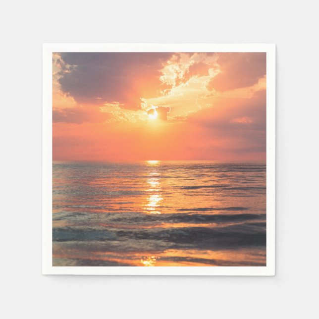 Serviette En Papier coucher de soleil sur l'eau (Devant)