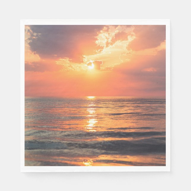 Serviette En Papier coucher de soleil sur l'eau (Devant)
