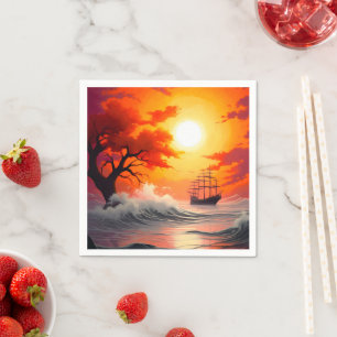 Serviette En Papier Coucher du soleil