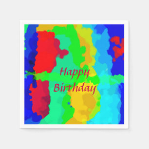 Serviette En Papier Couleur Abstrait Joyeux Anniversaire Colorful Text