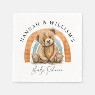 Serviette En Papier Couleur Aquarelle Teddy Ours Et Baby shower Arc En
