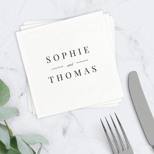 Serviette En Papier Couleur blanche et noire Mariage classique moderne