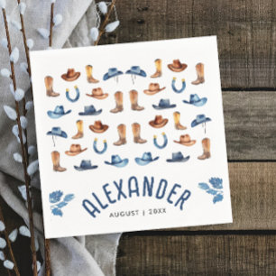 Serviette En Papier Couleur d'aquarelle bleu bleu pâle Premier Rodéo