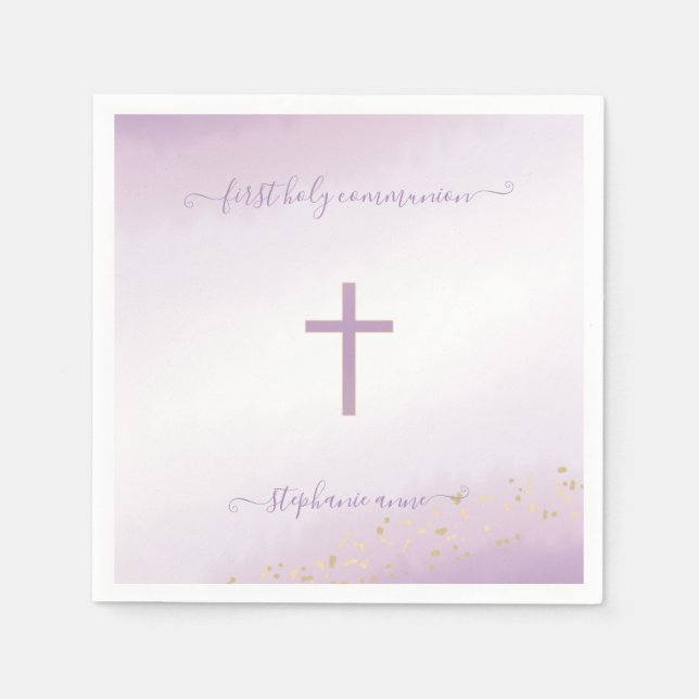 Serviette En Papier Couleur d'aquarelle croisée communion (Devant)
