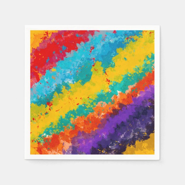 Serviette En Papier Couleur de peinture de fête éclaboussures colorées (Devant)