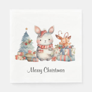 Serviette En Papier Couleur d'eau de Noël lapin en bois personnalisé