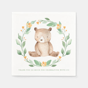Serviette En Papier Couleur d'eau douce Baby shower de l'ours de bois