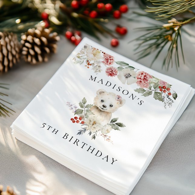 Serviette En Papier Couleur d'eau mignonne Ours polaire fête d'anniver (Créateur téléchargé)