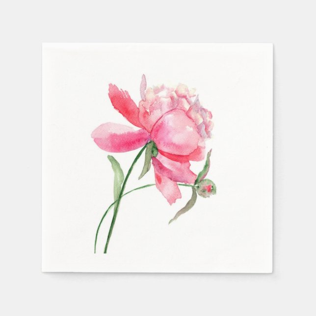 Serviette En Papier COULEUR D'EAU Pink PEONY serviettes (Devant)