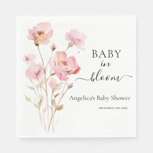 SERVIETTE EN PAPIER COULEUR D'EAU ROSE NOIR PASTEL ROSES FLORAUX